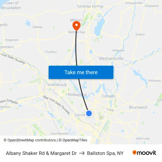 Albany Shaker Rd & Margaret Dr to Ballston Spa, NY map