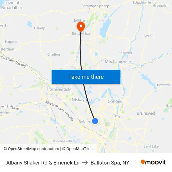 Albany Shaker Rd & Emerick Ln to Ballston Spa, NY map