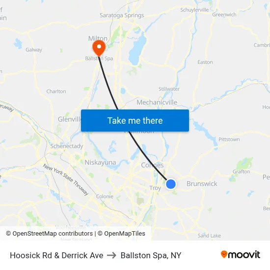 Hoosick Rd & Derrick Ave to Ballston Spa, NY map