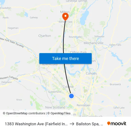 1383 Washington Ave (Fairfield Inn) to Ballston Spa, NY map