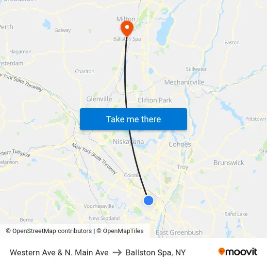 Western Ave & N. Main Ave to Ballston Spa, NY map