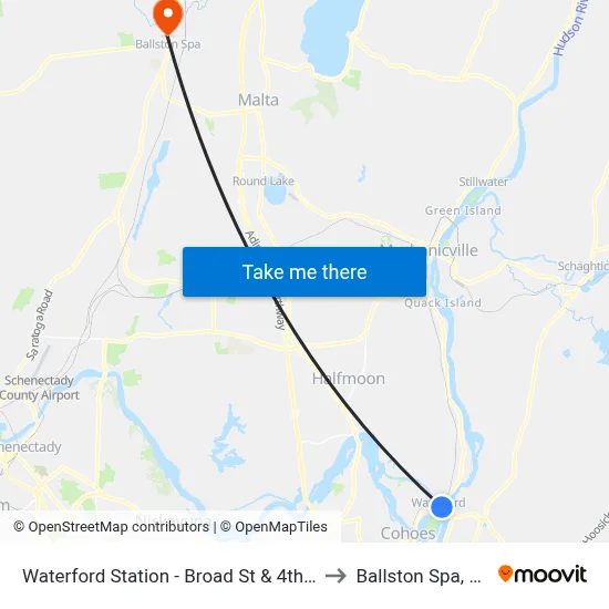 Waterford Station - Broad St & 4th St to Ballston Spa, NY map