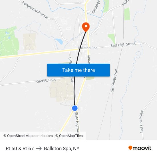 Rt 50 & Rt 67 to Ballston Spa, NY map