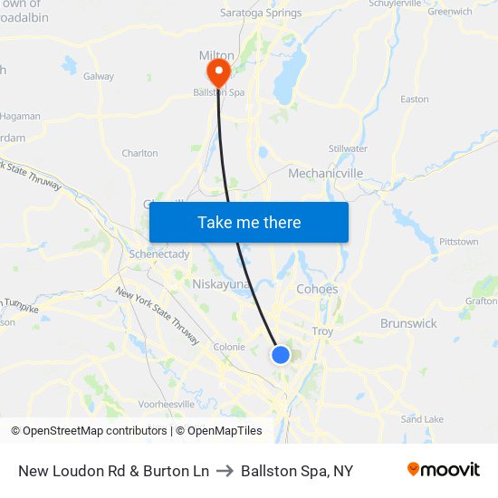 New Loudon Rd & Burton Ln to Ballston Spa, NY map