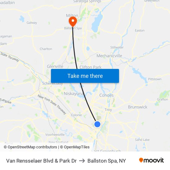 Van Rensselaer Blvd & Park Dr to Ballston Spa, NY map