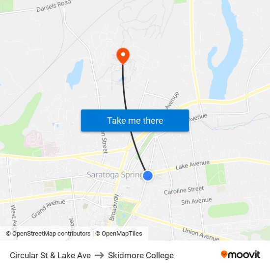 Circular St & Lake Ave to Skidmore College map