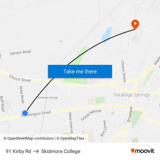 91 Kirby Rd to Skidmore College map