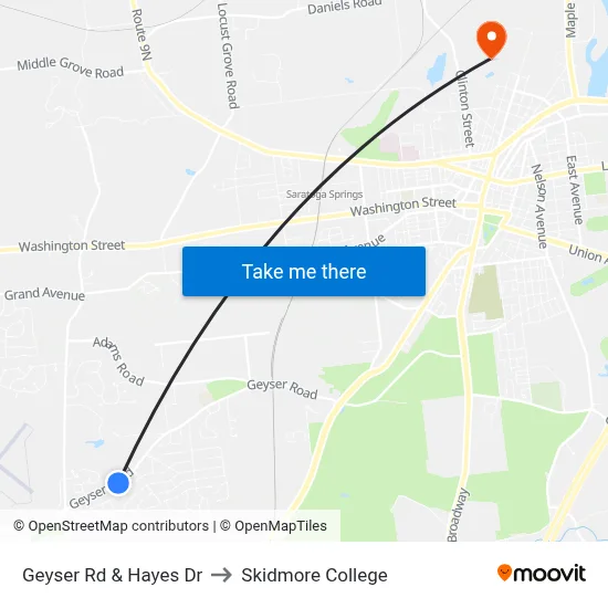 Geyser Rd & Hayes Dr to Skidmore College map
