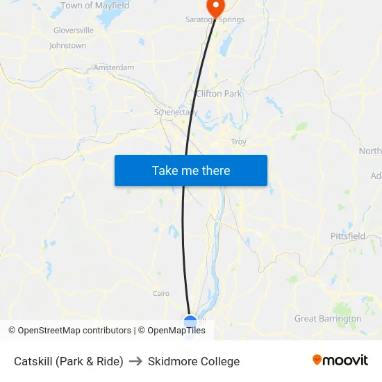 Catskill (Park & Ride) to Skidmore College map