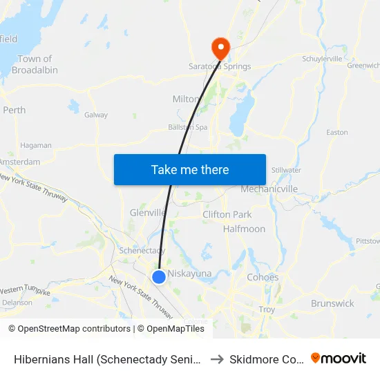 Hibernians Hall (Schenectady Senior Center) to Skidmore College map