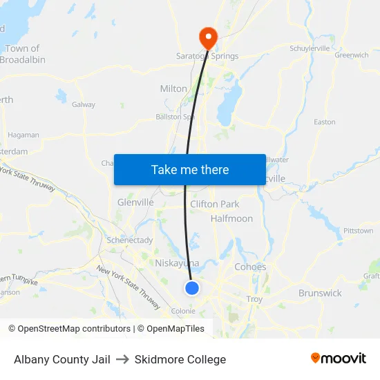 Albany County Jail to Skidmore College map