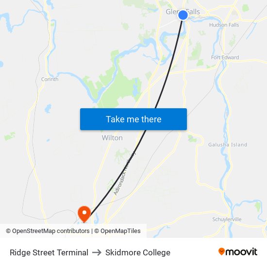 Ridge Street Terminal to Skidmore College map