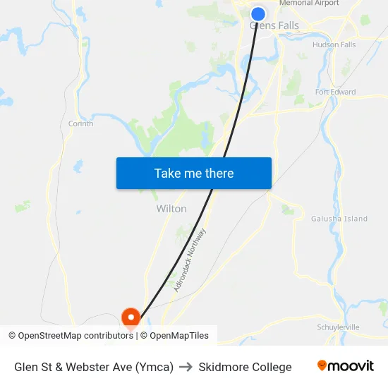 Glen St & Webster Ave (Ymca) to Skidmore College map