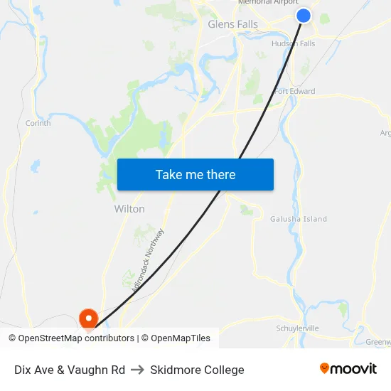 Dix Ave & Vaughn Rd to Skidmore College map