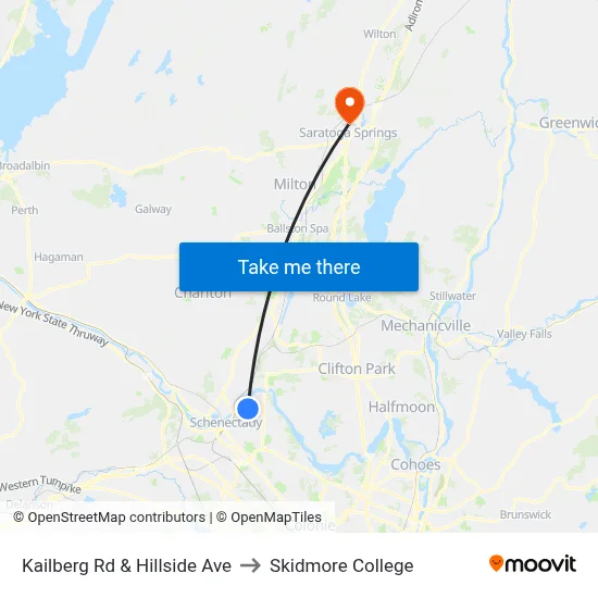 Kailberg Rd & Hillside Ave to Skidmore College map