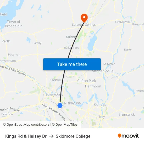 Kings Rd & Halsey Dr to Skidmore College map