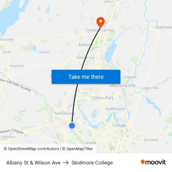 Albany St & Wilson Ave to Skidmore College map