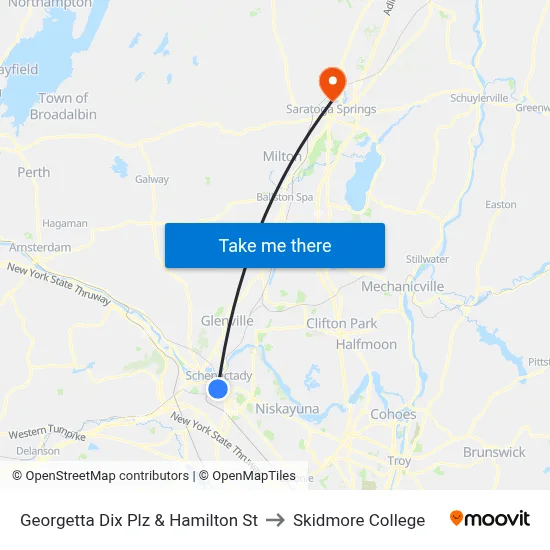 Georgetta Dix Plz & Hamilton St to Skidmore College map