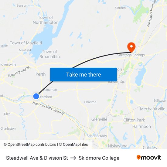 Steadwell Ave & Division St to Skidmore College map