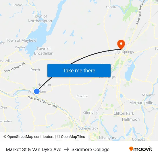 Market St & Van Dyke Ave to Skidmore College map