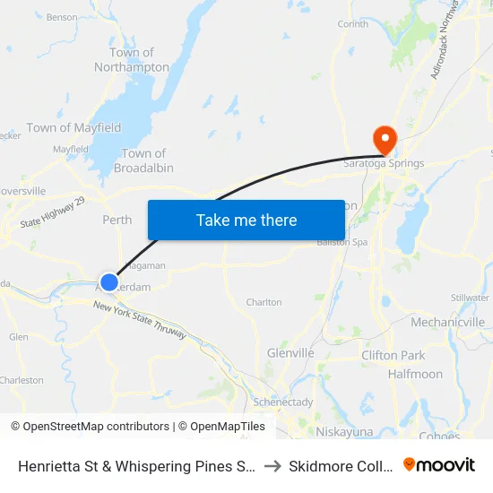 Henrietta St & Whispering Pines School to Skidmore College map