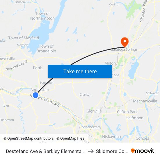 Destefano Ave & Barkley Elementary School to Skidmore College map