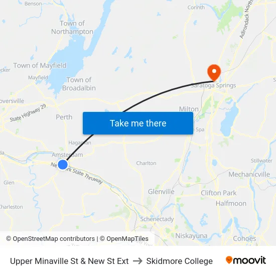 Upper Minaville St & New St Ext to Skidmore College map