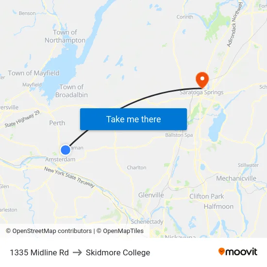 1335 Midline Rd to Skidmore College map