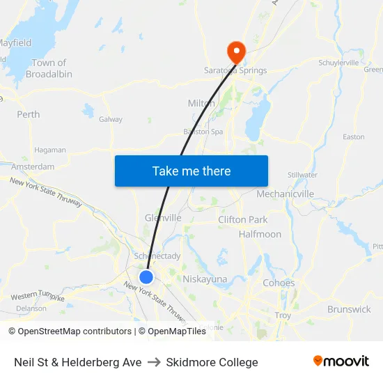 Neil St & Helderberg Ave to Skidmore College map