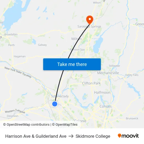 Harrison Ave & Guilderland Ave to Skidmore College map