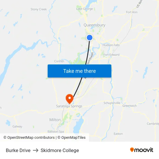 Burke Drive to Skidmore College map