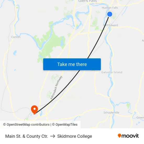 Main St. & County Ctr. to Skidmore College map