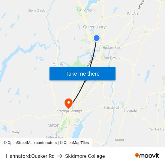Hannaford:Quaker Rd to Skidmore College map