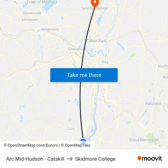 Arc Mid-Hudson - Catskill to Skidmore College map
