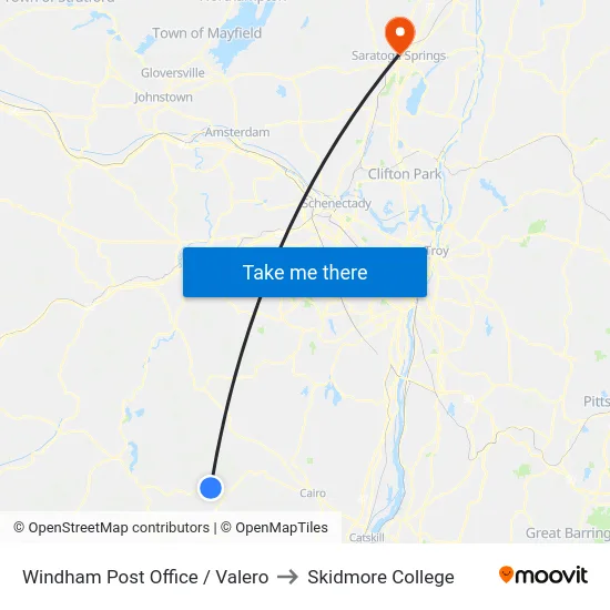 Windham Post Office / Valero to Skidmore College map