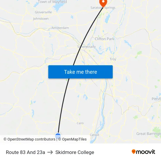 Route 83 And 23a to Skidmore College map