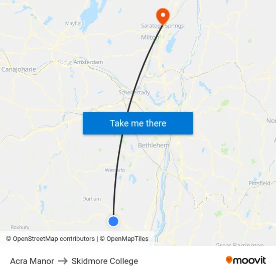 Acra Manor to Skidmore College map