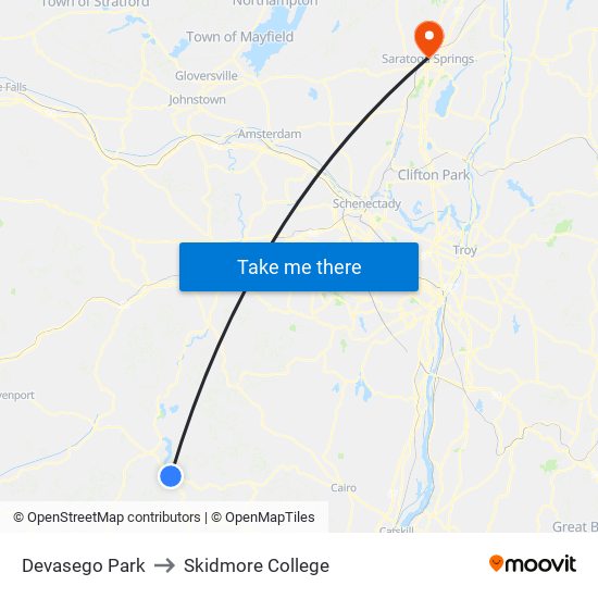 Devasego Park to Skidmore College map