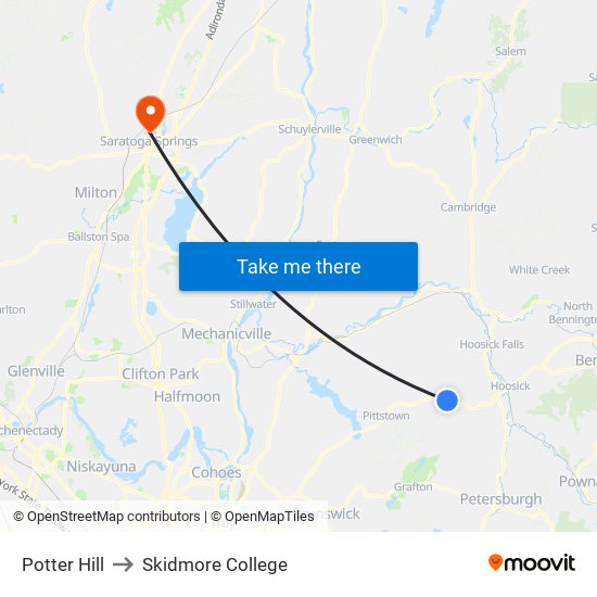 Potter Hill to Skidmore College map