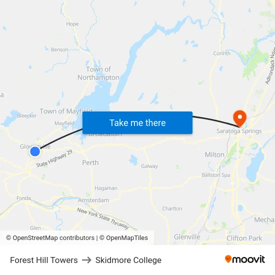 Forest Hill Towers to Skidmore College map