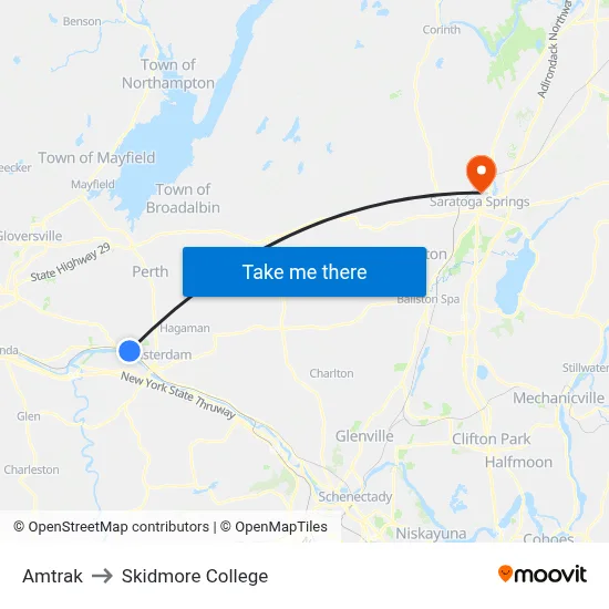 Amtrak to Skidmore College map