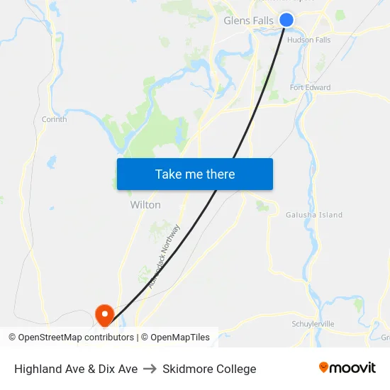 Highland Ave & Dix Ave to Skidmore College map