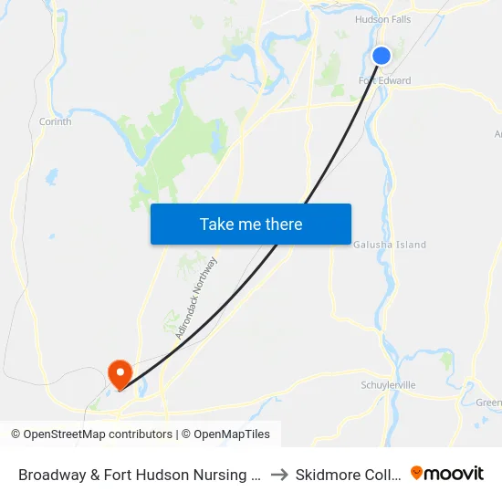 Broadway & Fort Hudson Nursing Home to Skidmore College map