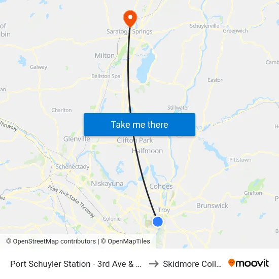 Port Schuyler Station - 3rd Ave & 5th St to Skidmore College map