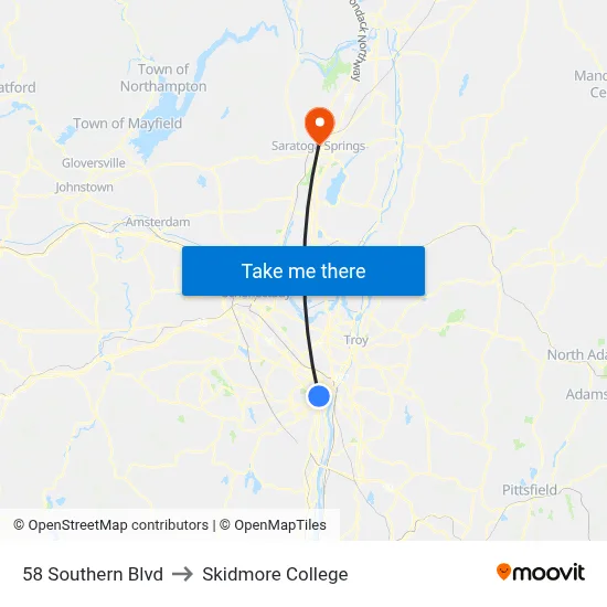 58 Southern Blvd to Skidmore College map