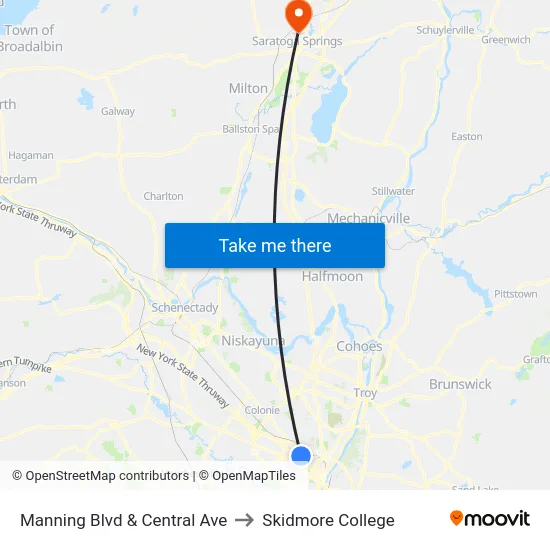 Manning Blvd & Central Ave to Skidmore College map