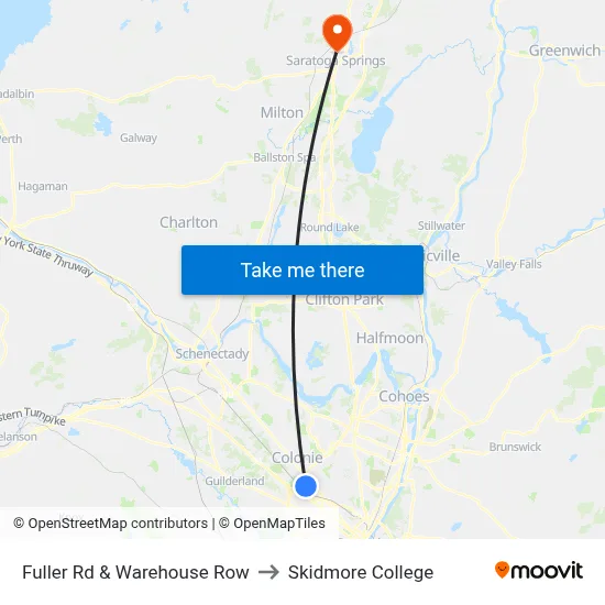 Fuller Rd & Warehouse Row to Skidmore College map