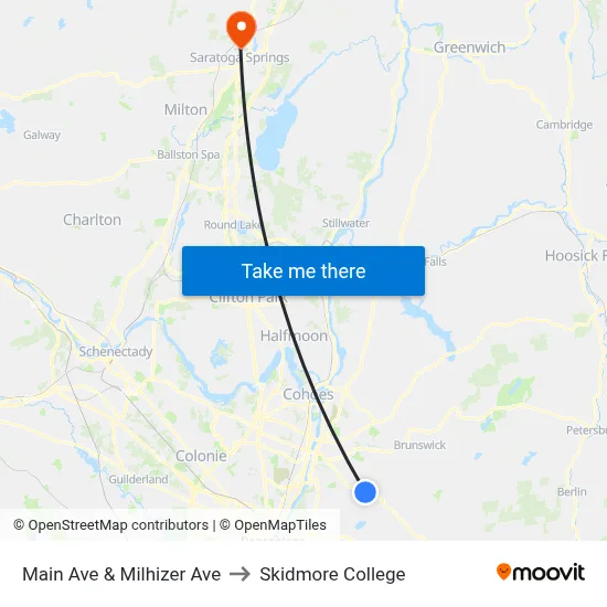Main Ave & Milhizer Ave to Skidmore College map