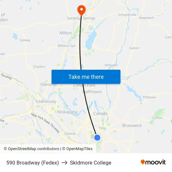590 Broadway (Fedex) to Skidmore College map