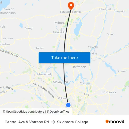 Central Ave & Vatrano Rd to Skidmore College map